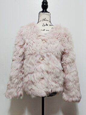 New Real Toscana Sheepskin Coat Jacket Pale Baby Pink Rose Quartz No Mink Fox